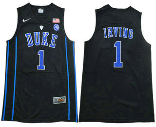 Men's Duke Blue Devils #1 Kyrie Irving V Neck Black 2017 College Basketball Nike Swingman Jersey