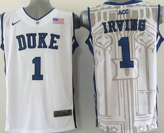 Men's Duke Blue Devils #1 Kyrie Irving White Jersey