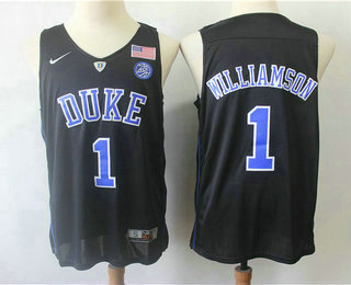 Men's Duke Blue Devils #1 Zion Williamson V Neck Black 2017 College Basketball Nike Swingman Jersey