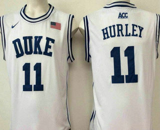 Men's Duke Blue Devils #11 Bobby Hurley White Round Collar College Basketball Stitched Nike Swingman Jersey