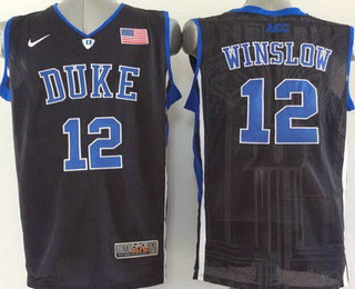 Men's Duke Blue Devils #12 Justise Winslow Black Jersey