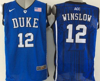 Men's Duke Blue Devils #12 Justise Winslow Blue Jersey