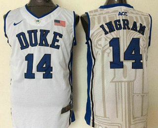 Men's Duke Blue Devils #14 Brandon Ingram White College Basketball Nike Swingman Jersey