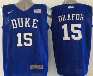 Men's Duke Blue Devils #15 Jahlil Okafor 2015 Blue Jersey