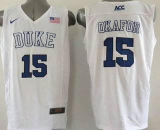 Men's Duke Blue Devils #15 Jahlil Okafor 2015 White Jersey