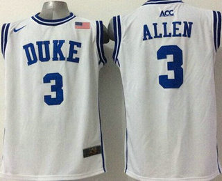 Men's Duke Blue Devils #3 Grayson Allen 2015 White Round Collar Jersey