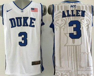 Men's Duke Blue Devils #3 Grayson Allen White Jersey