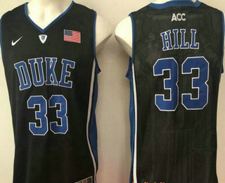 Men's Duke Blue Devils #33 Grant Hill Black Collar College Basketball Stitched Nike Swingman Jersey