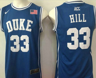 Men's Duke Blue Devils #33 Grant Hill Royal Blue Round Collar College Basketball Stitched Nike Swingman Jersey