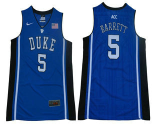 Men's Duke Blue Devils #5 R.J. Barrett V Neck Blue College Basketball Elite Jersey