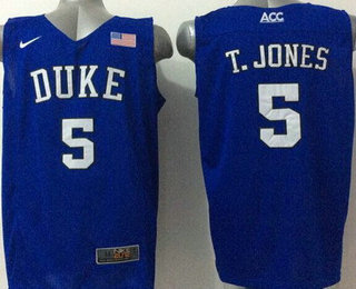 Men's Duke Blue Devils #5 Tyus Jones 2015 Blue Jersey