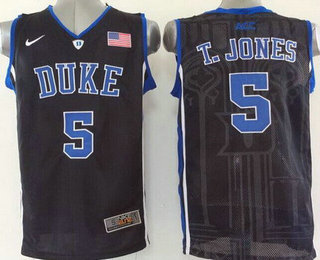 Men's Duke Blue Devils #5 Tyus Jones Black Jersey