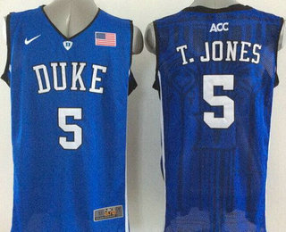 Men's Duke Blue Devils #5 Tyus Jones Blue Jersey