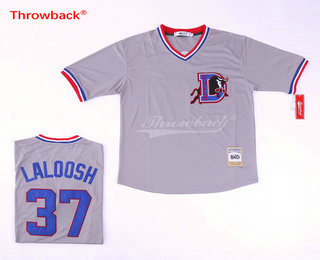 Men's Durham Bulls #37 Nuke LaLoosh Grey Stitched Baseball Jersey