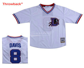 Men's Durham Bulls #8 Crash Davis White Stitched Baseball Jersey