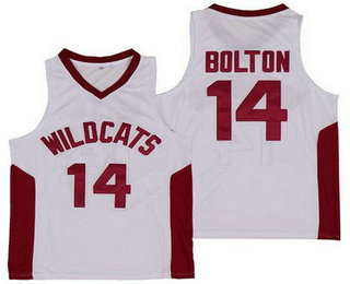 Men's East High School Wildcats #14 Troy Bolton White Basketball Jersey