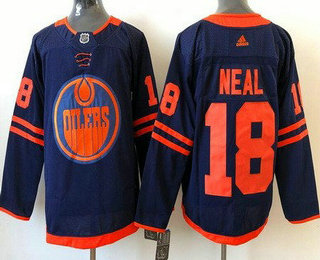 Men's Edmonton Oilers #18 James Neal Navy Alternate Stitched NHL Jersey