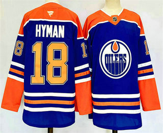 Men's Edmonton Oilers #18 Zach Hyman Royal 2024 Stitched Jersey