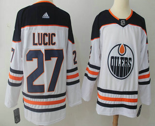 Men's Edmonton Oilers #27 Milan Lucic White 2017-2018 Hockey Adidas Stitched NHL Jersey