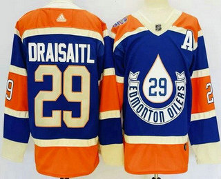 Men's Edmonton Oilers #29 Leon Draisaitl Blue 2023 Heritage Classic Authentic Jersey