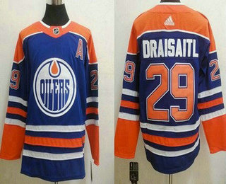 Men's Edmonton Oilers #29 Leon Draisaitl Blue Authentic Jersey
