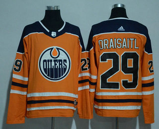 Men's Edmonton Oilers #29 Leon Draisaitl Orange Home 2017-2018 Hockey Adidas Stitched NHL Jersey