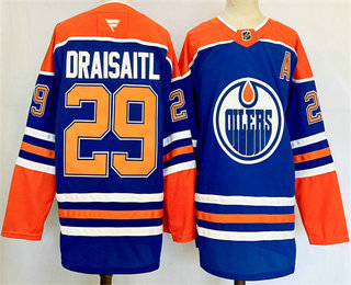 Men's Edmonton Oilers #29 Leon Draisaitl Royal 2024 Stitched Jersey