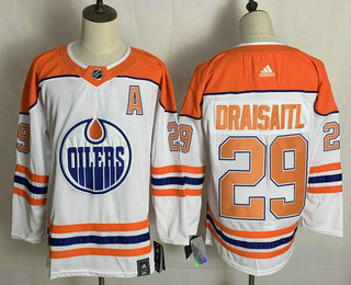 Men's Edmonton Oilers #29 Leon Draisaitl White 2021 Retro Stitched NHL Jersey