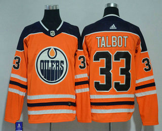 Men's Edmonton Oilers #33 Cam Talbot Orange Home 2017-2018 Hockey Adidas Stitched NHL Jersey