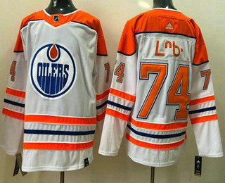 Men's Edmonton Oilers #74 Ethan Bear Cree Syllabics White 2021 Reverse Retro Stitched NHL Jersey