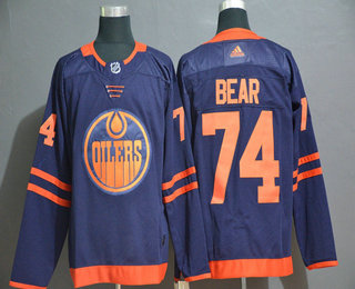 Men's Edmonton Oilers #74 Ethan Bear Navy Blue 50th Anniversary Adidas Stitched NHL Jersey