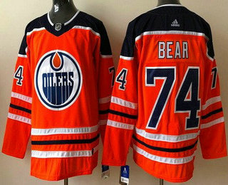 Men's Edmonton Oilers #74 Ethan Bear Orange Stitched NHL Jersey