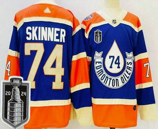 Men's Edmonton Oilers #74 Stuart Skinner Blue Heritage Classic 2024 Stanley Cup Final Authentic Jersey