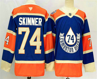 Men's Edmonton Oilers #74 Stuart Skinner Royal 2024 Heritage Classic Primegreen Stitched Jersey