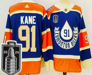 Men's Edmonton Oilers #91 Evander Kane Blue 2023 Heritage Classic 2024 Stanley Cup Final Authentic Jersey