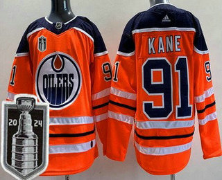 Men's Edmonton Oilers #91 Evander Kane Orange 2024 Stanley Cup Final Authentic Jersey