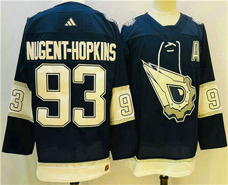Men's Edmonton Oilers #93 Ryan Nugent Hopkins Navy Blue 2022 Reverse Retro Authentic Jersey
