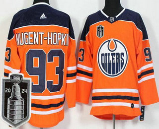 Men's Edmonton Oilers #93 Ryan Nugent Hopkins Orange 2024 Stanley Cup Final Authentic Jersey