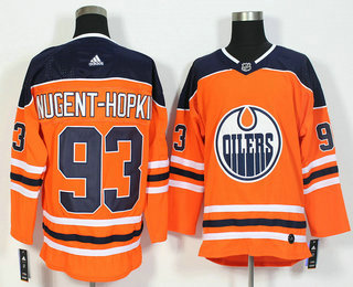 Men's Edmonton Oilers #93 Ryan Nugent-Hopkins Orange Home 2017-2018 Hockey Adidas Stitched NHL Jersey