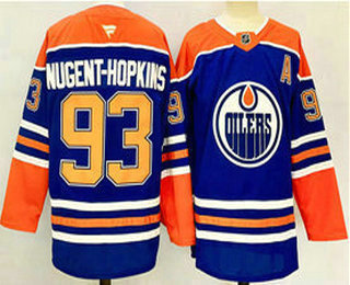 Men's Edmonton Oilers #93 Ryan Nugent Hopkins Royal 2024 Stitched Jersey