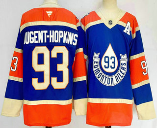 Men's Edmonton Oilers #93 Ryan Nugent Hopkins Royal 2024 With A Patch Heritage Classic Primegreen Stitched Jersey