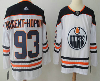 Men's Edmonton Oilers #93 Ryan Nugent-Hopkins White 2017-2018 Hockey Adidas Stitched NHL Jersey