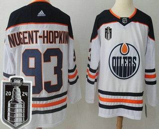 Men's Edmonton Oilers #93 Ryan Nugent Hopkins White 2024 Stanley Cup Final Authentic Jersey