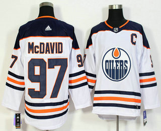 Men's Edmonton Oilers #97 Connor McDavid C Patch White 2017-2018 Hockey Adidas Stitched NHL Jersey