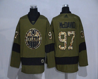 Men's Edmonton Oilers #97 Connor McDavid Green Salute To Service Adidas Stitched NHL Jersey