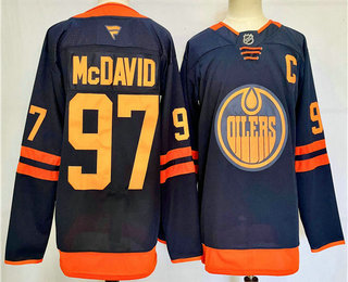 Men's Edmonton Oilers #97 Connor McDavid Navy Blue 2024 Stitched Jersey