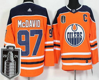 Men's Edmonton Oilers #97 Connor McDavid Orange 2024 Stanley Cup Final Authentic Jersey