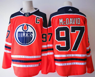 Men's Edmonton Oilers #97 Connor McDavid Orange Home 2017-2018 Hockey Adidas Stitched NHL Jersey