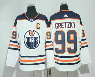 Men's Edmonton Oilers #99 Wayne Gretzky C Patch White 2017-2018 Hockey Adidas Stitched NHL Jersey