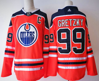 Men's Edmonton Oilers #99 Wayne Gretzky Orange Home 2017-2018 Hockey Adidas Stitched NHL Jersey